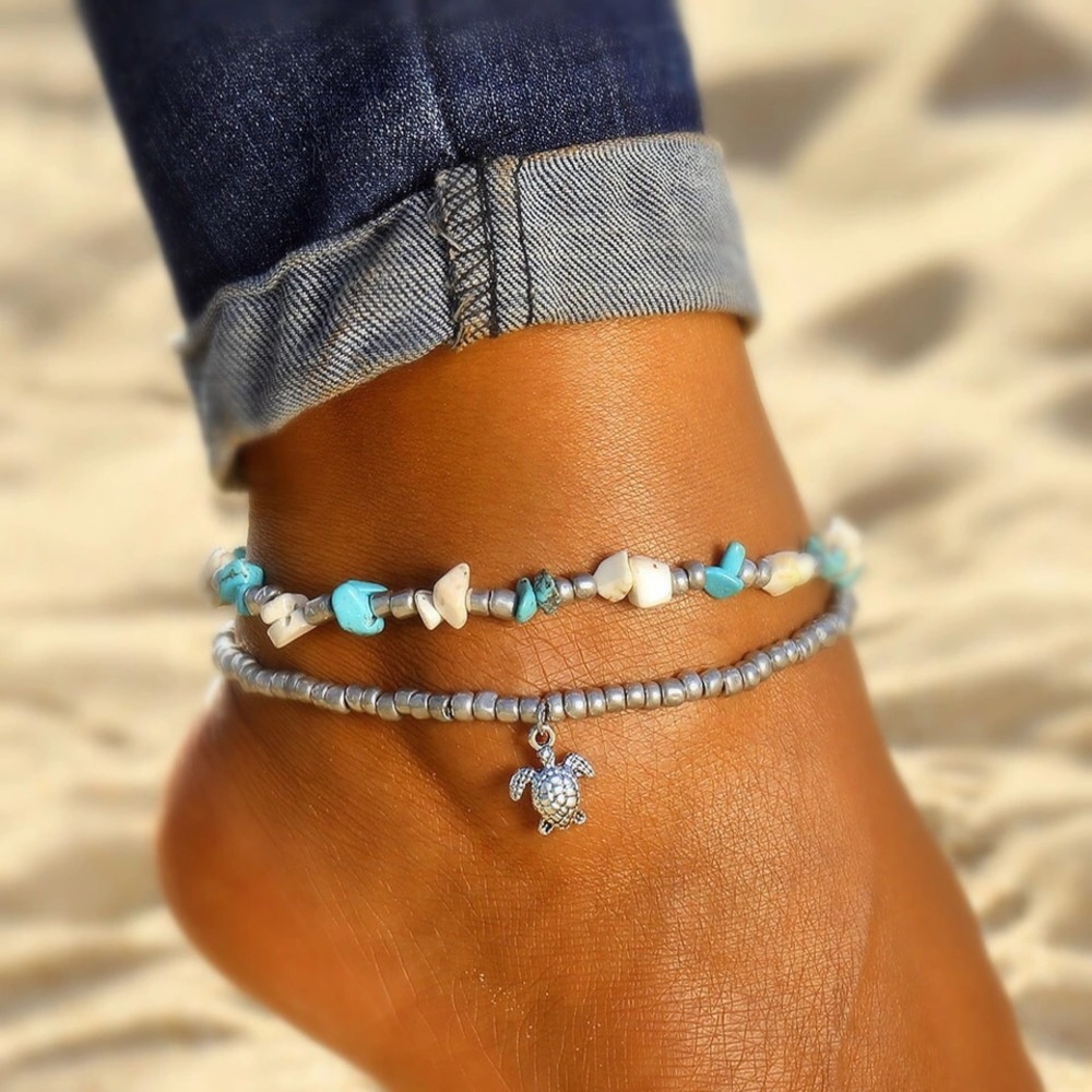 Women Vintage Boho Shell Chain Anklet Bracelet